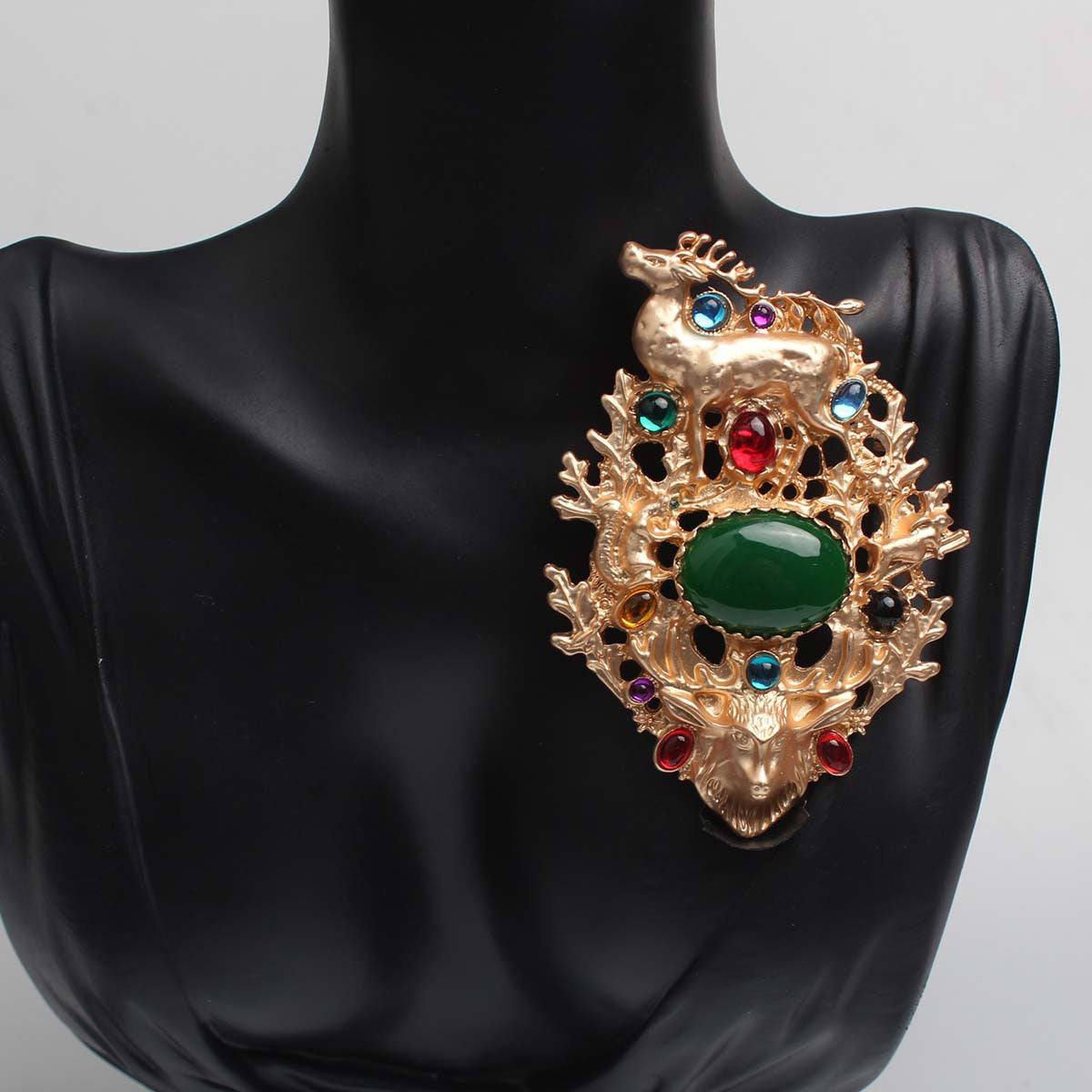 Vintage Waterdrop Rhinestone Deer Brooch for Women Enamel Western Style Jewelry