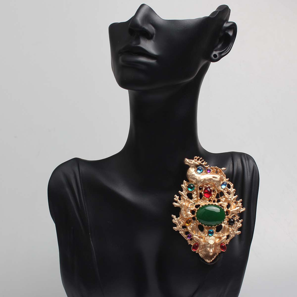 Vintage Waterdrop Rhinestone Deer Brooch for Women Enamel Western Style Jewelry