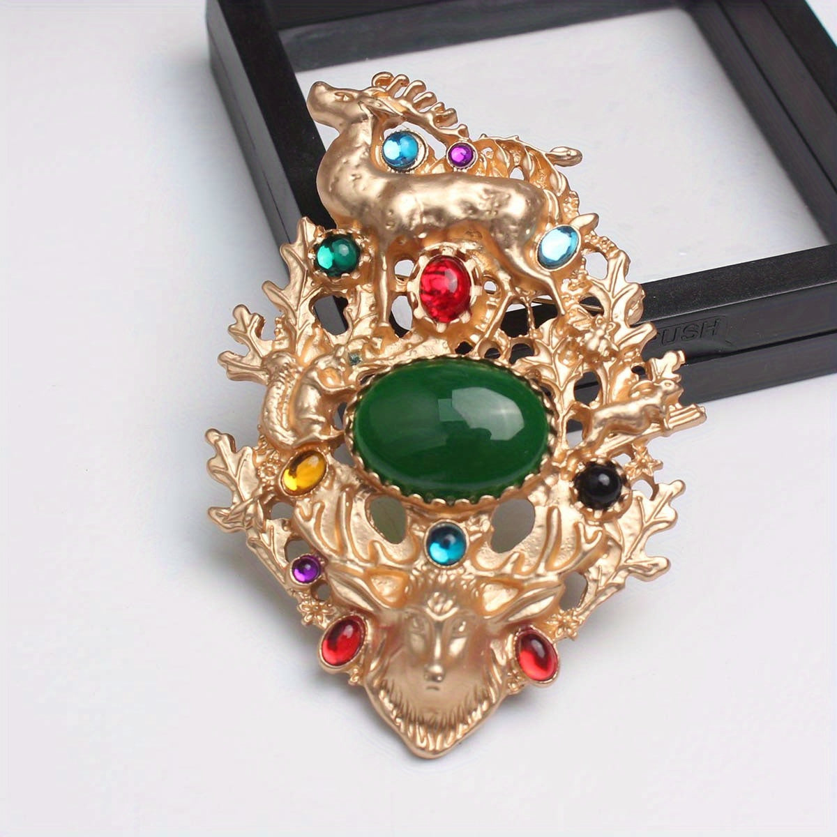 Vintage Waterdrop Rhinestone Deer Brooch for Women Enamel Western Style Jewelry