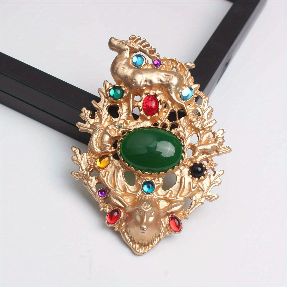 Vintage Waterdrop Rhinestone Deer Brooch for Women Enamel Western Style Jewelry