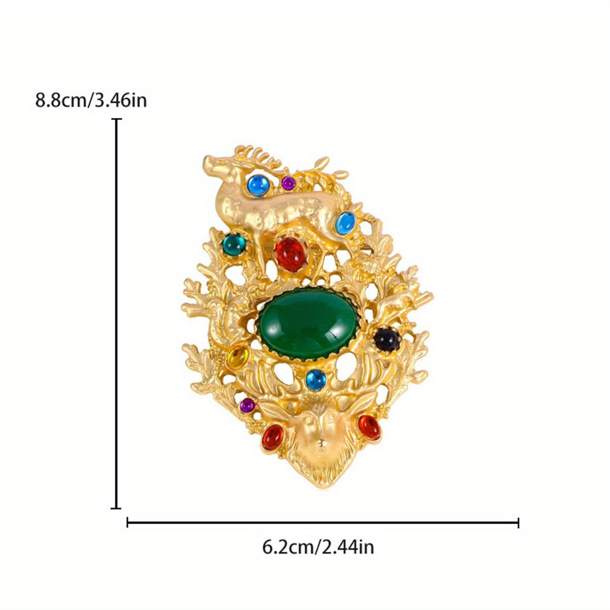 Vintage Waterdrop Rhinestone Deer Brooch for Women Enamel Western Style Jewelry