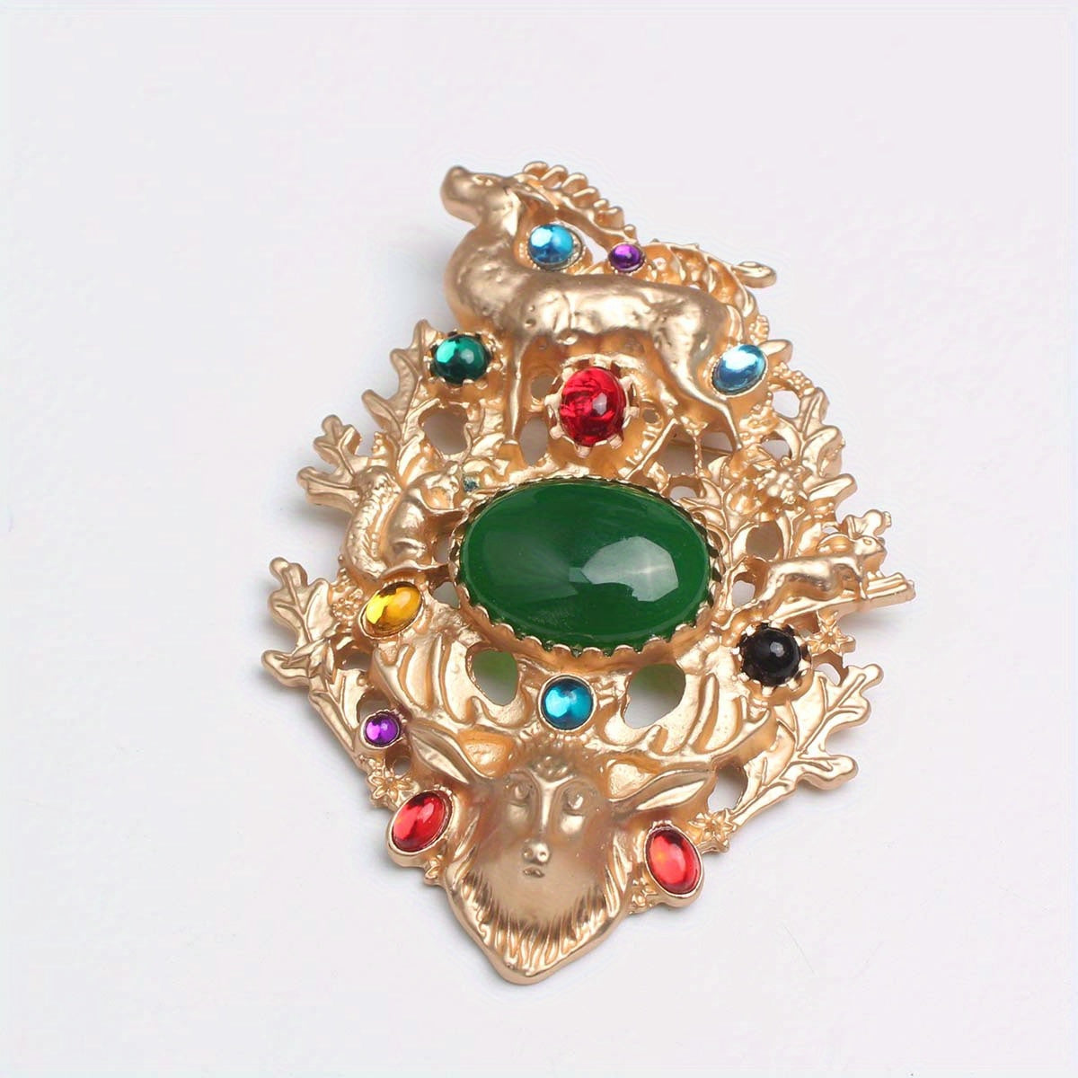 Vintage Waterdrop Rhinestone Deer Brooch for Women Enamel Western Style Jewelry