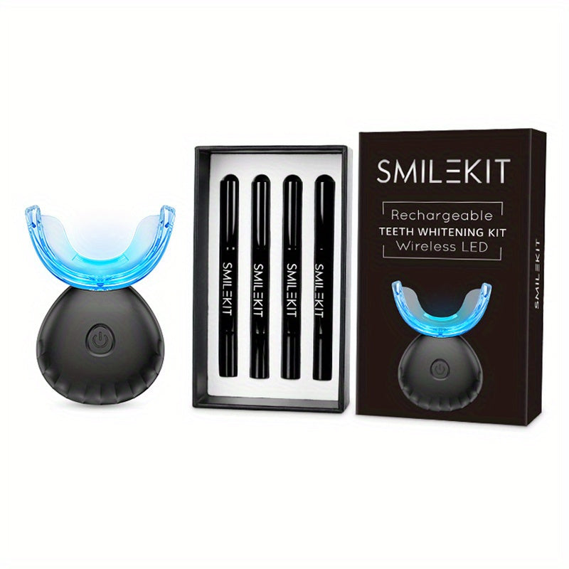 LED Teeth Whitening Kit with Tooth Color Card Rechargeable USB Charging for Men and Women