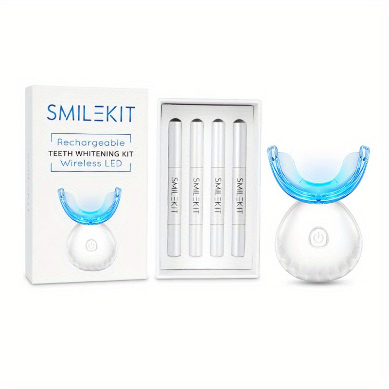 LED Teeth Whitening Kit with Tooth Color Card Rechargeable USB Charging for Men and Women