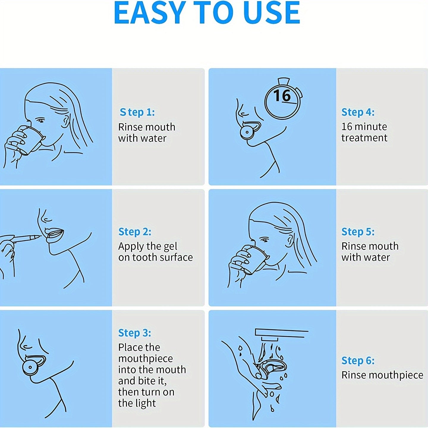 LED Teeth Whitening Kit with Tooth Color Card Rechargeable USB Charging for Men and Women