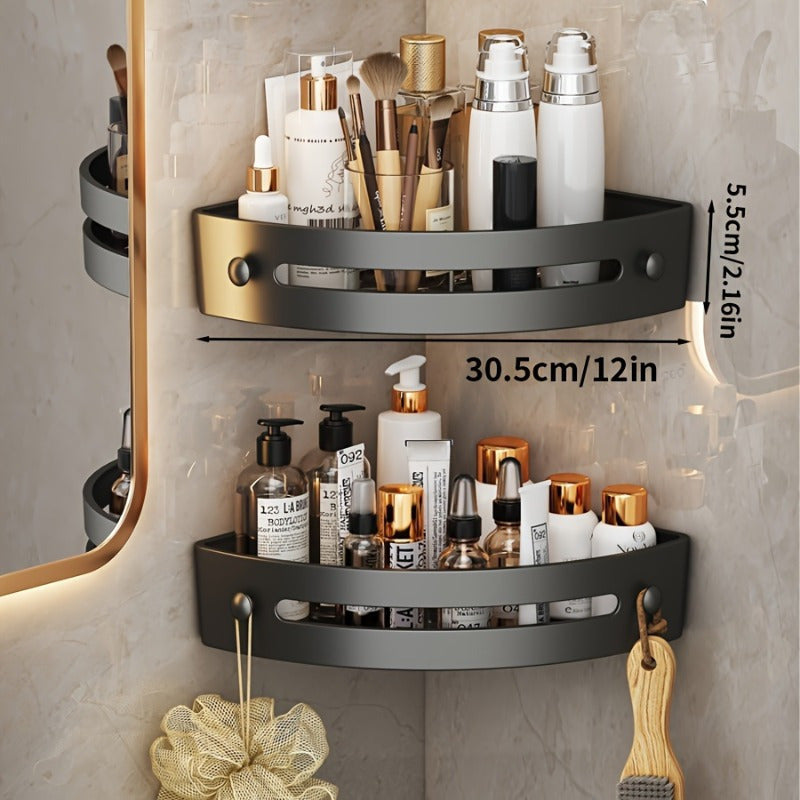 Corner Shower Caddy Three-Tier Wall Mount Bathroom Organizer Durable ABS Plastic