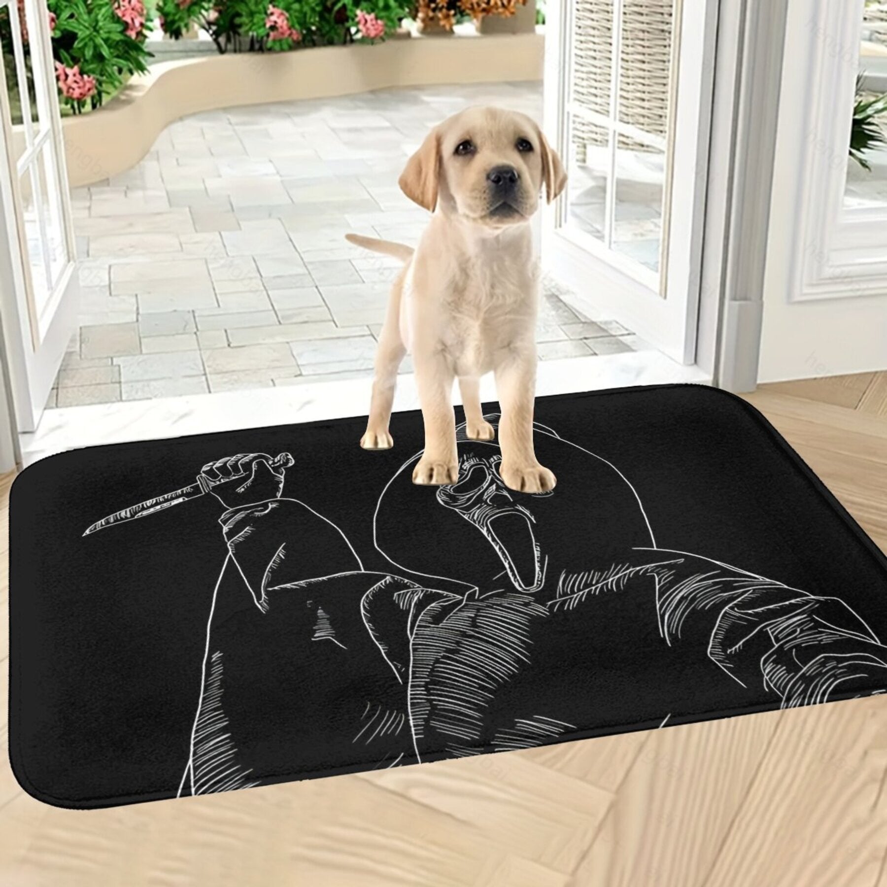 Skrim dizayni bilan sirpanmaydigan eshik tagligi - Mashinada yuvish mumkin bo'lgan polyesterdan tayyorlangan, yashash xonasi, balkon, kirish va Rojdestvo bezaklari uchun ideal, ichki foydalanish uchun eshik gilami sifatida mukammal.