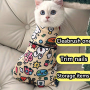 Kit de cuidado para gatos con funda protectora suave, limpieza de orejas, cortaúñas, cepillo y bolsa de almacenamiento