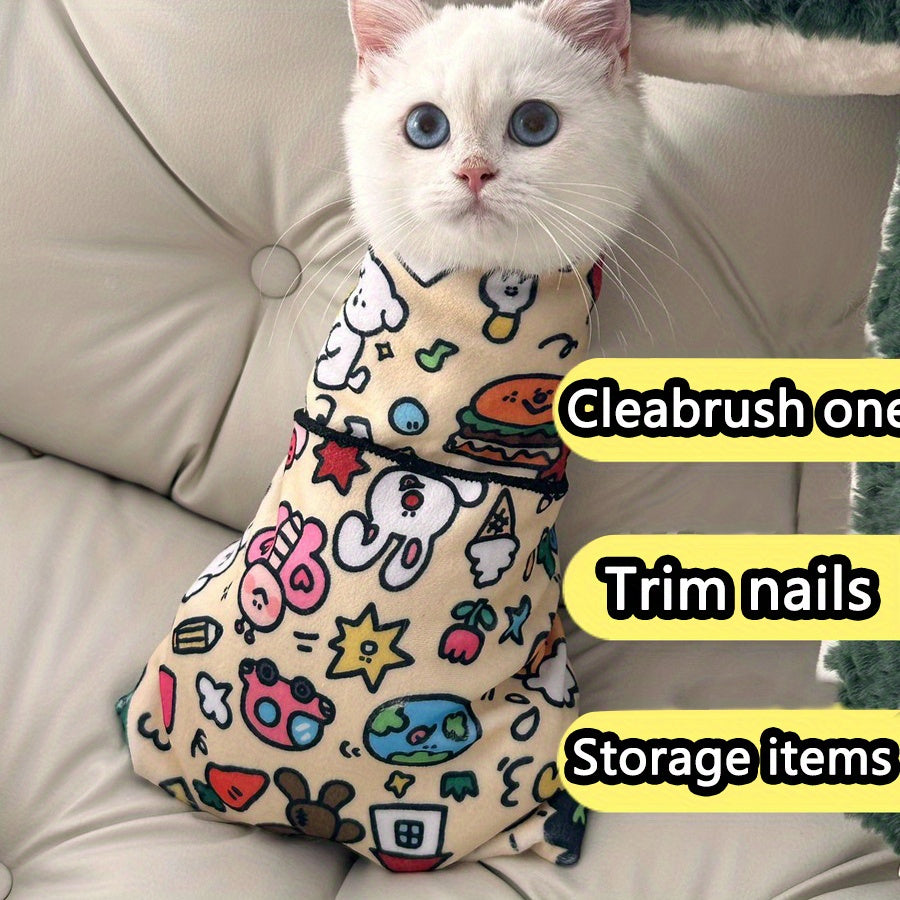 Kit de cuidado para gatos con funda protectora suave, limpieza de orejas, cortaúñas, cepillo y bolsa de almacenamiento