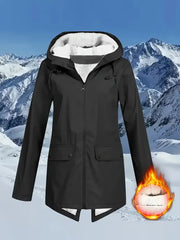 Women's Plus Size Waterproof Fleece Lined Hooded Jacket for Fall Winter