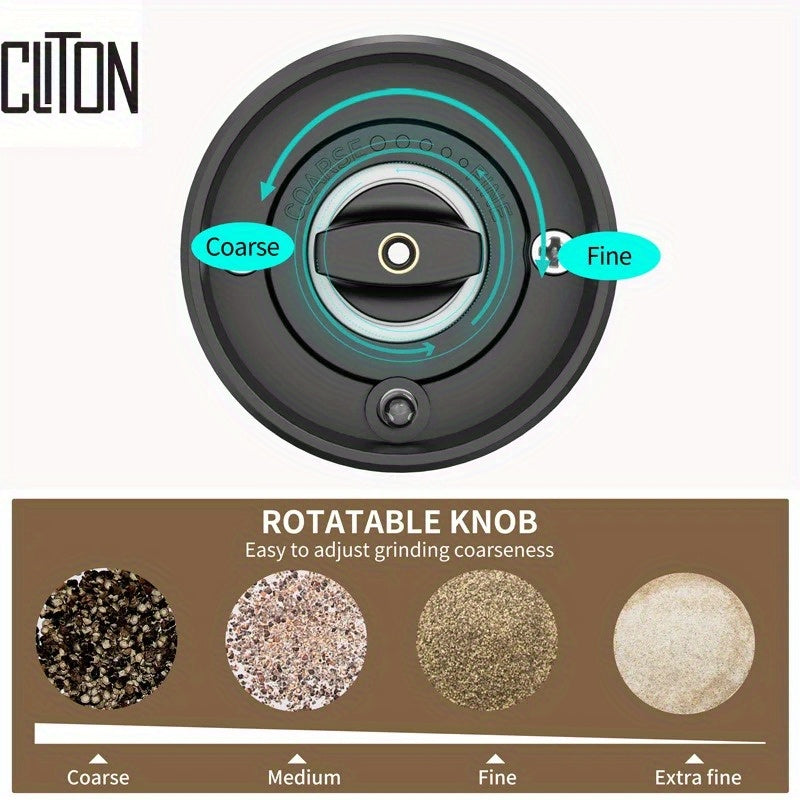 Qayta tiklanadigan elektr tuz va murch maydalagich, sozlanadigan LED chiroq, USB zaryadlash, bardoshli ABS