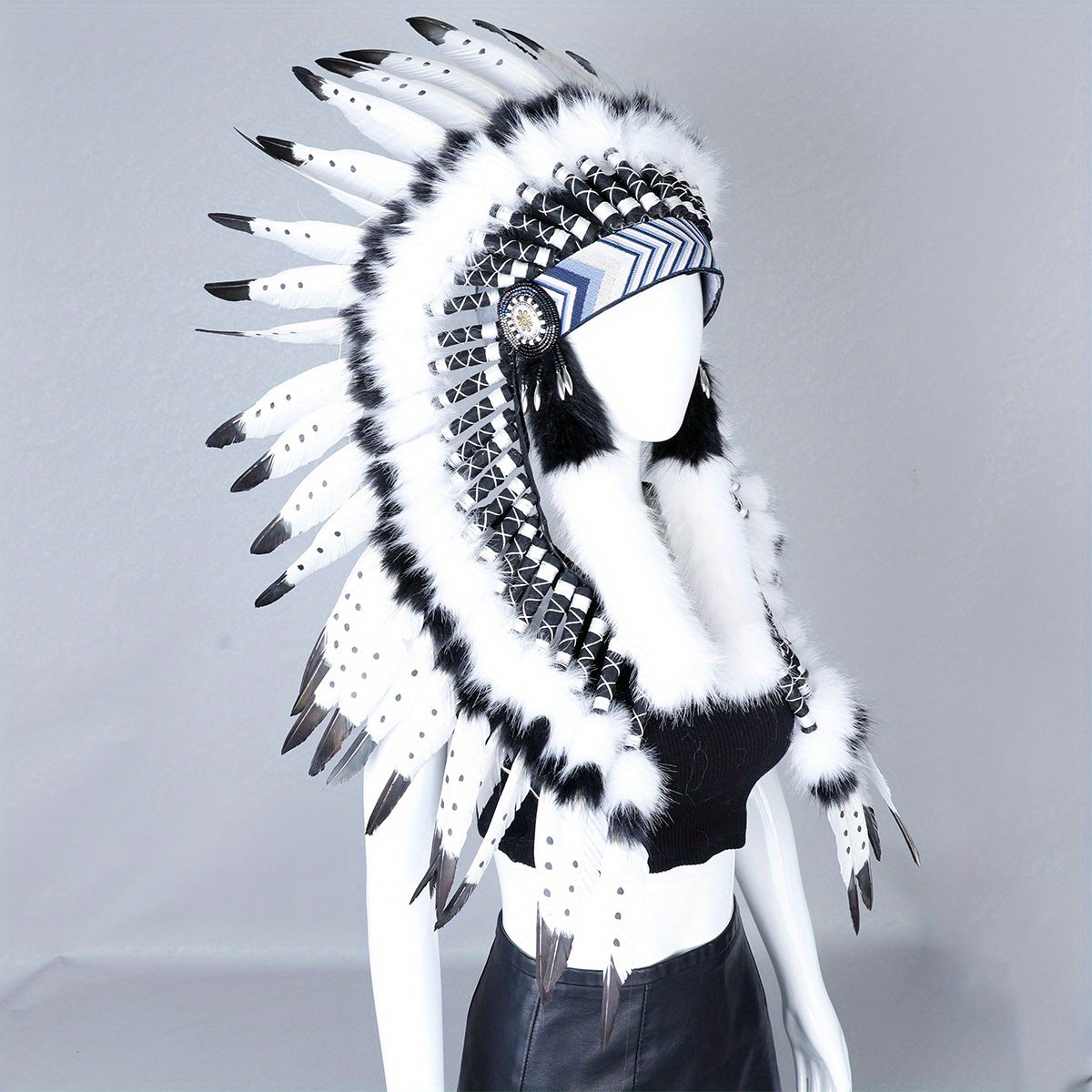 Halloween maskarad sahna chiqishlari va fotosuratlar uchun faux feather sochbog'li taqinchoq