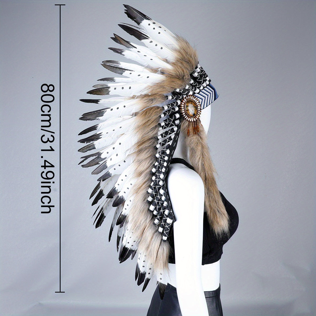 Halloween maskarad sahna chiqishlari va fotosuratlar uchun faux feather sochbog'li taqinchoq