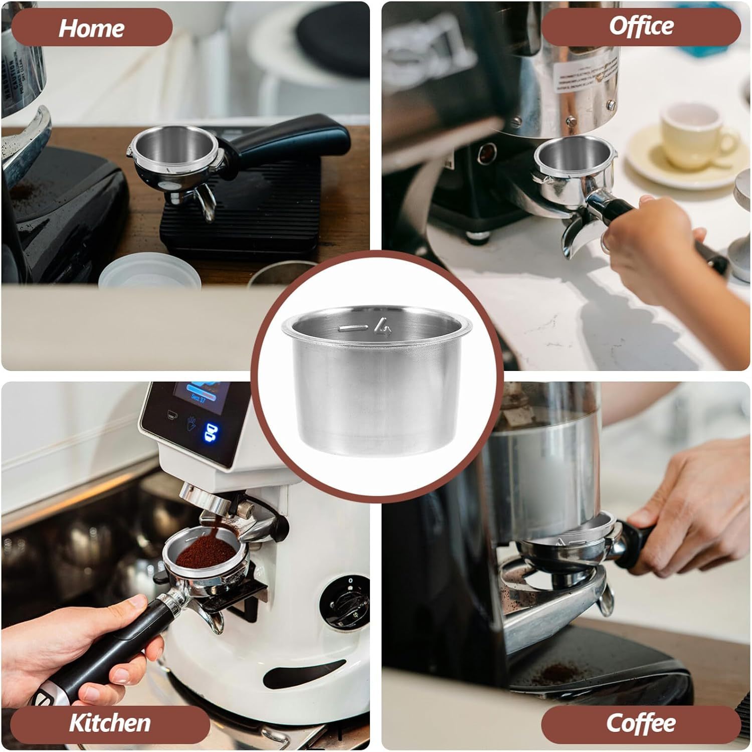 Stainless Steel Coffee Pod Basket for Espresso Machines 4-Cup Capacity No Electricity