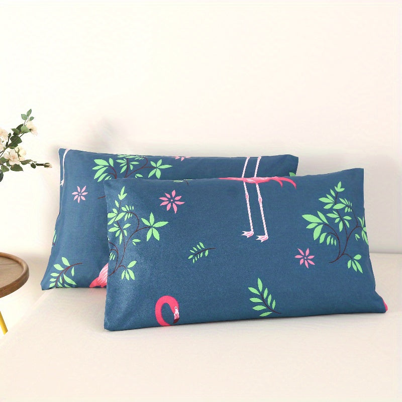 Set of 2 Brushed Pillowcases with Floral and Geometric Designs, Soft Skin-Friendly Fabric