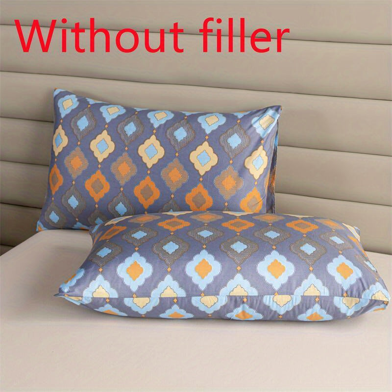 Set of 2 Brushed Pillowcases with Floral and Geometric Designs, Soft Skin-Friendly Fabric