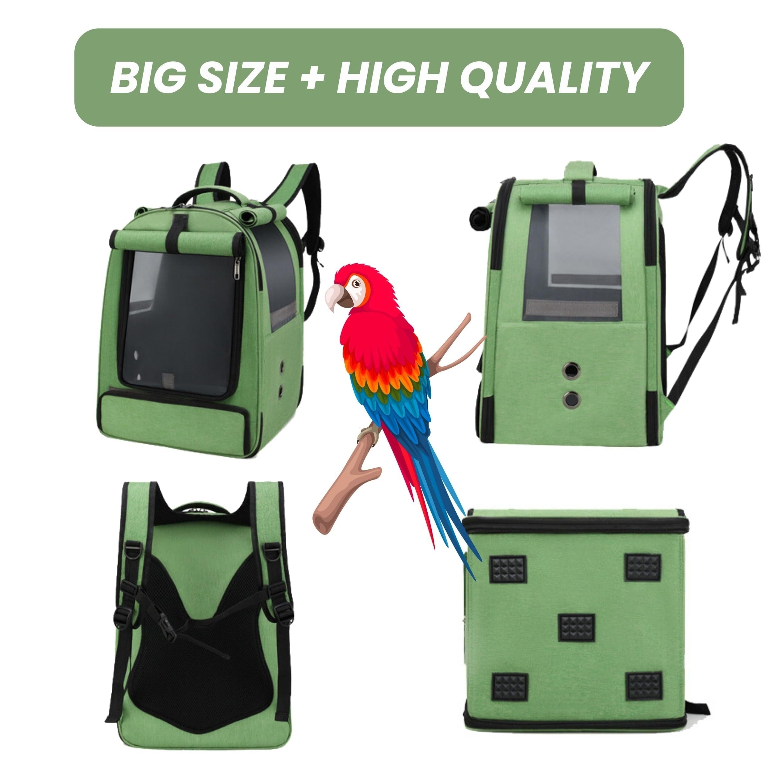 Portable Bird Travel Carrier for Parrots and Large Birds with Mesh and Accessories