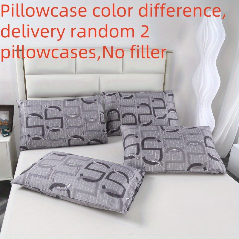 Set of 2 Microfiber Pillowcases with Floral Geometric Print, Envelope Closure