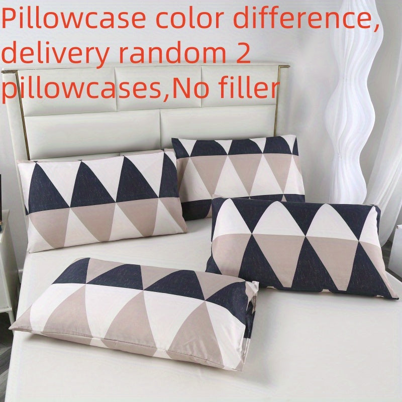 Set of 2 Microfiber Pillowcases with Floral Geometric Print, Envelope Closure