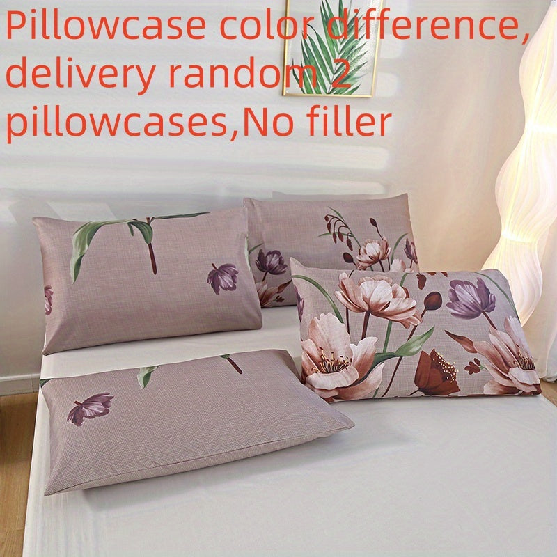 Black and Yellow Polyester Pillowcases with Feather Floral Geometric Patterns