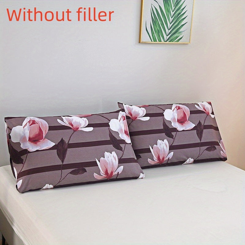 Fundas de almohada de poliéster negro y amarillo con patrones florales de plumas y geométricos