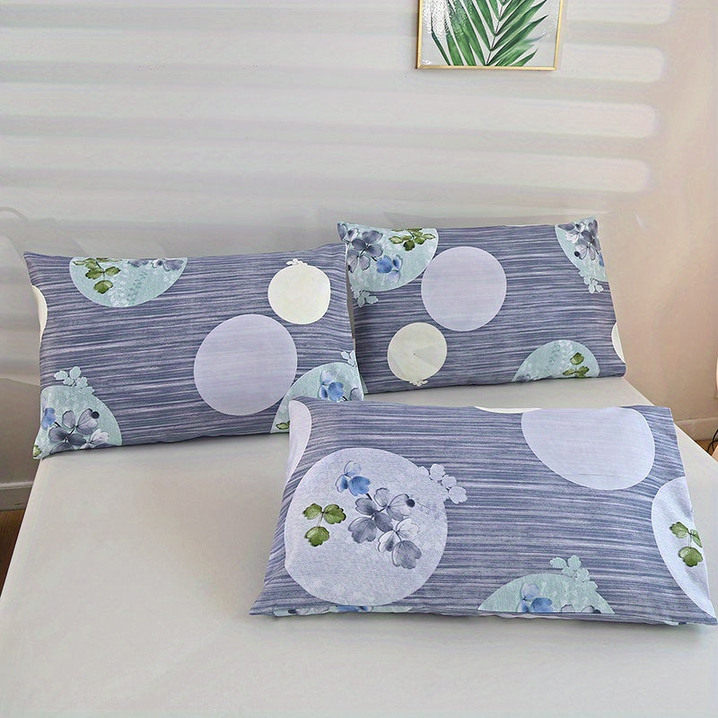 Luxury Microfiber Pillowcases Set Floral Geometric Pattern Envelope Closure