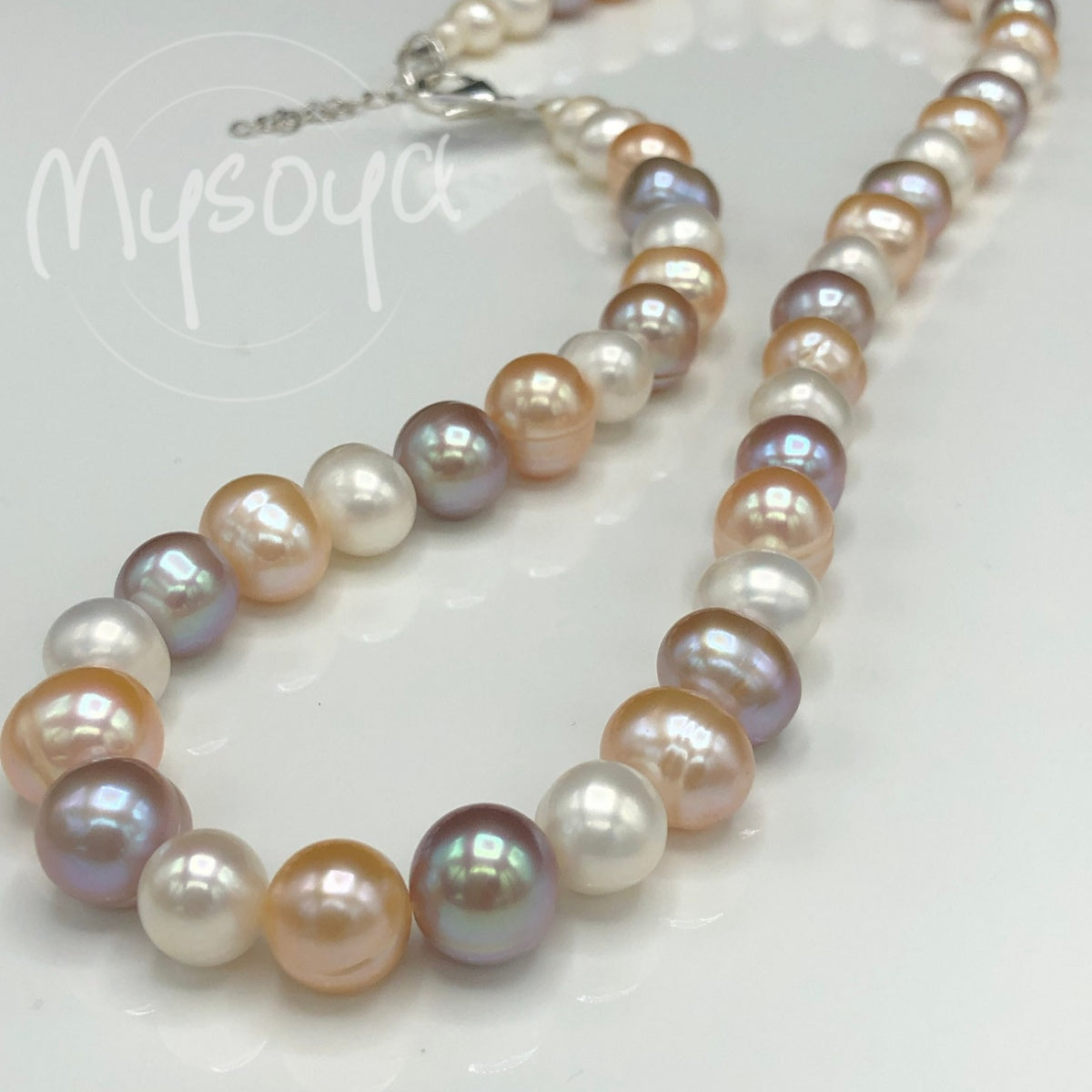 Multi-Color Freshwater Pearl Necklace for Women Vintage Style 8-9mm Gift Box
