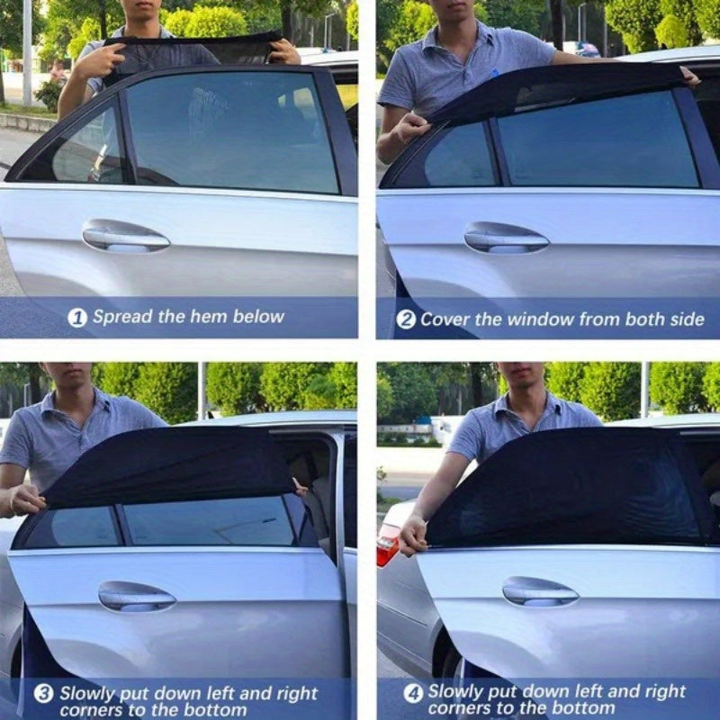 4-to'plam Universal Avtomobil oynasi quyosh nurlari himoyasi uchun UV himoya tarmog'i pardalari yon oynalar uchun