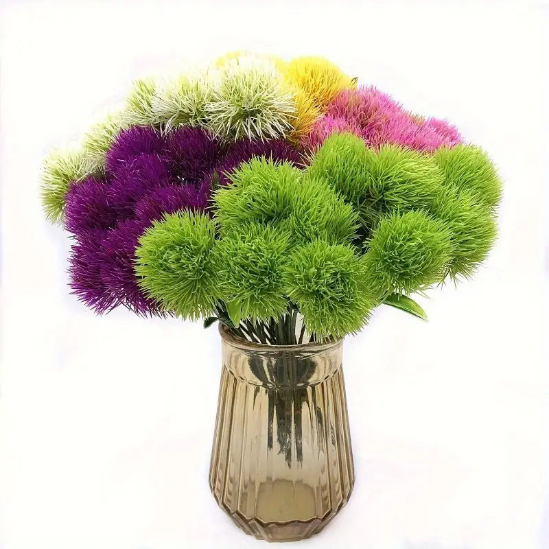 Artificial Spherical Dandelion Flowers Plastic Outdoor Decor for Garden Lawn and Home