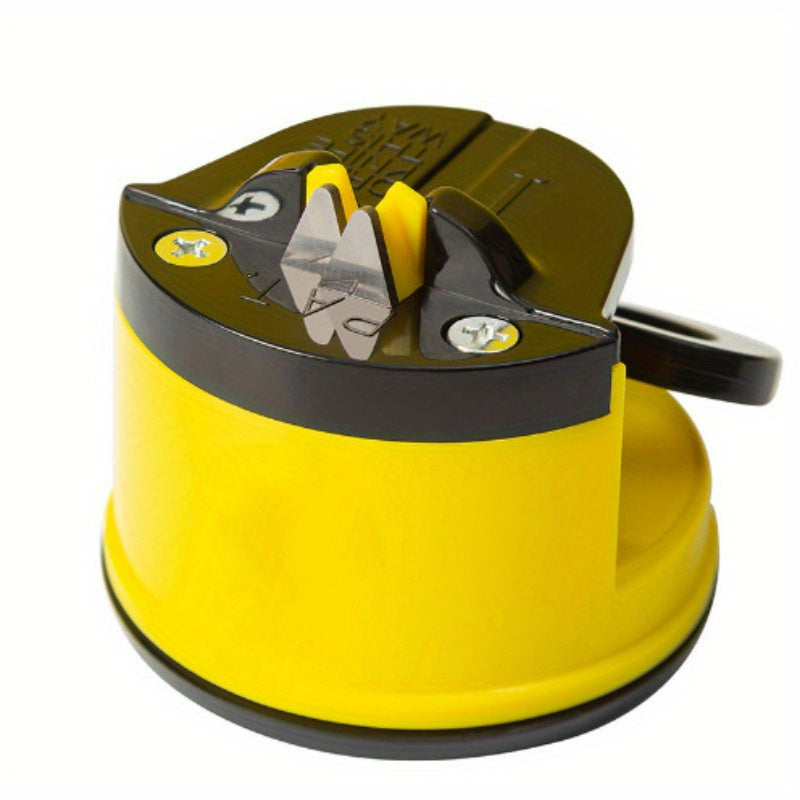 Portable manual knife sharpener with suction cup quick blade sharpening tool for kitchen use