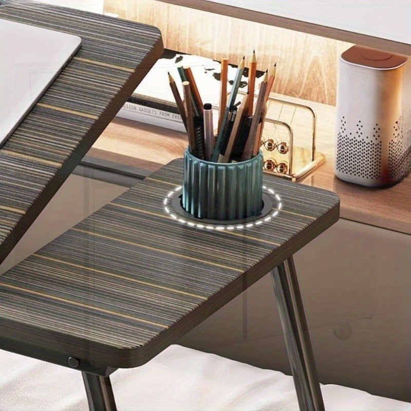 Moslashuvchan bukadigan noutbuk stoli oq va qora, 5 balandlik sozlamalari bilan, uy, yotoqxona, ofis uchun