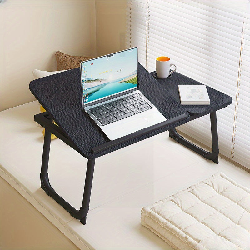 Moslashuvchan bukadigan noutbuk stoli oq va qora, 5 balandlik sozlamalari bilan, uy, yotoqxona, ofis uchun