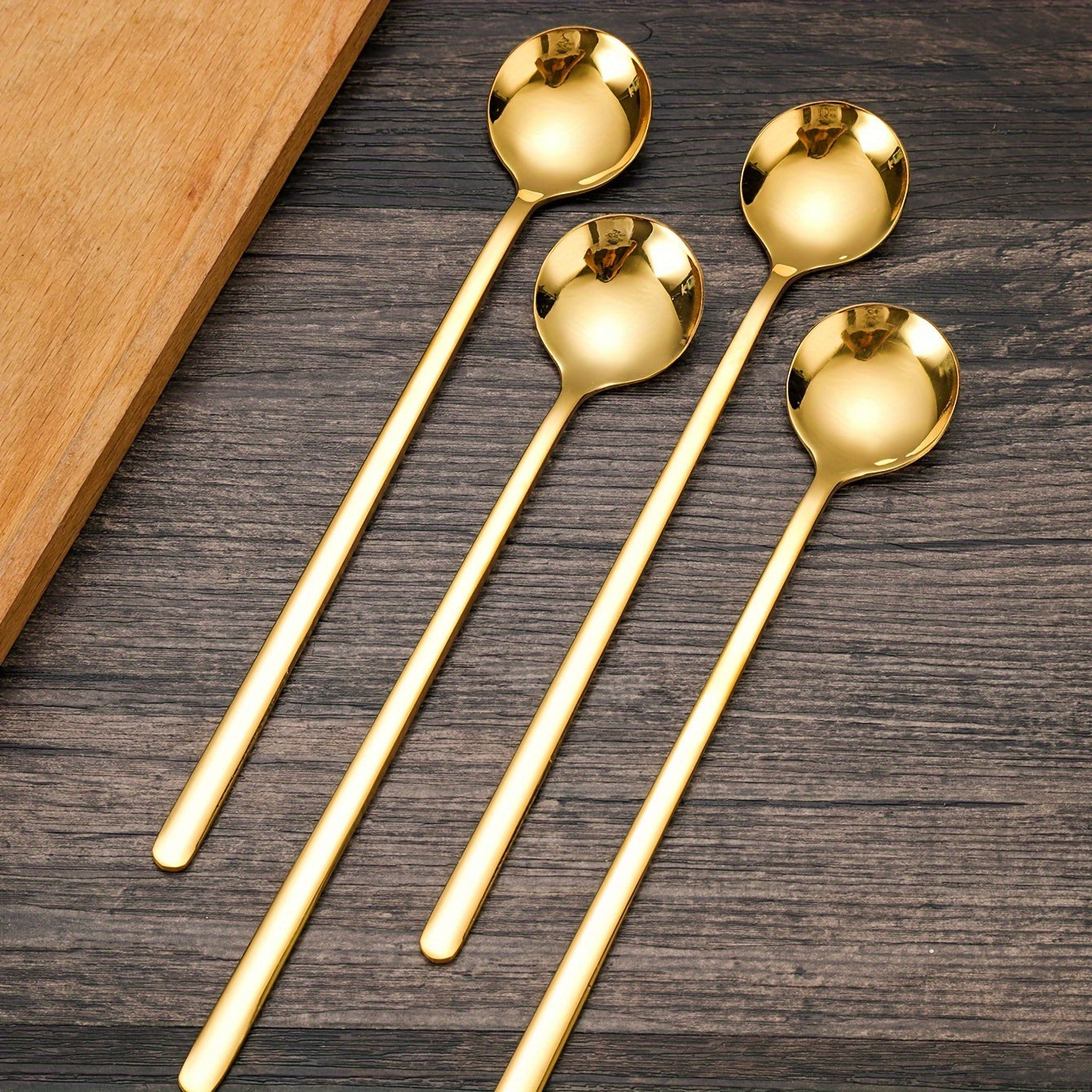 Set of 4 Stainless Steel Coffee Scoops with Long Handles for Espresso Tea and Iced Beverages