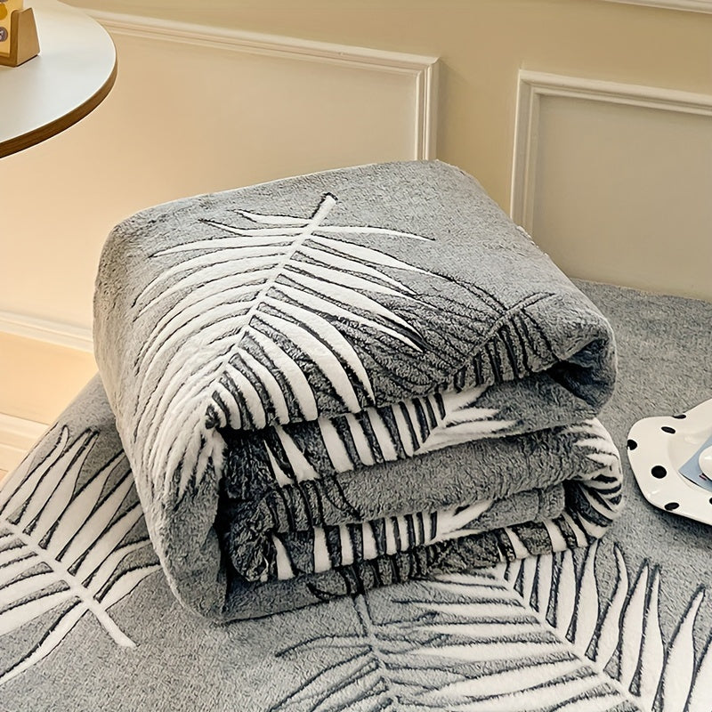 Nautical Floral Fleece Bed Blanket All-Season Polyester Throw Machine Washable