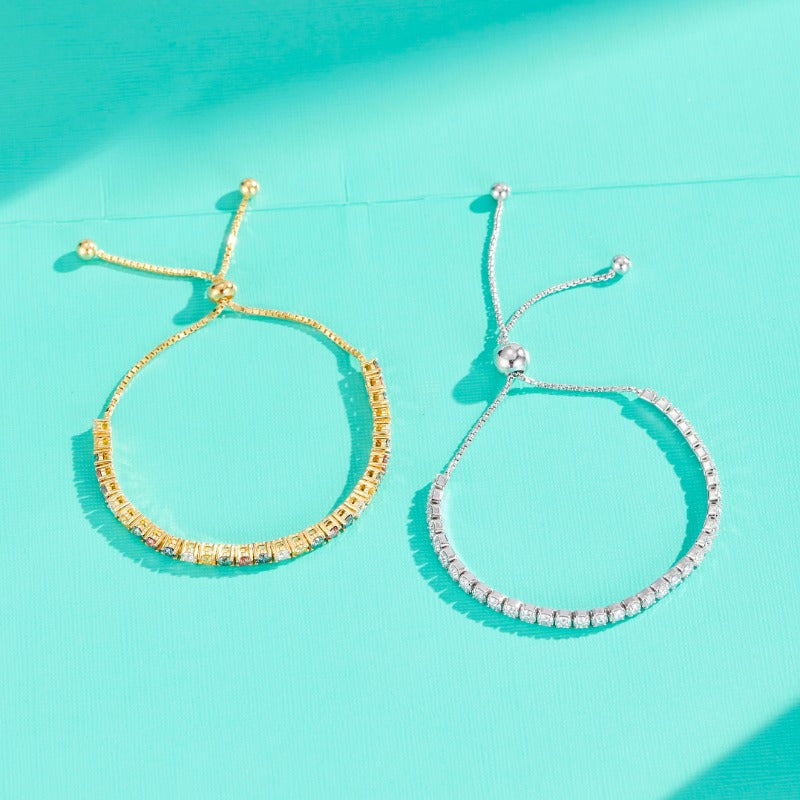 Moissanite Tennis Bracelet 1/3.1ct Adjustable Sterling Silver Gift for Her