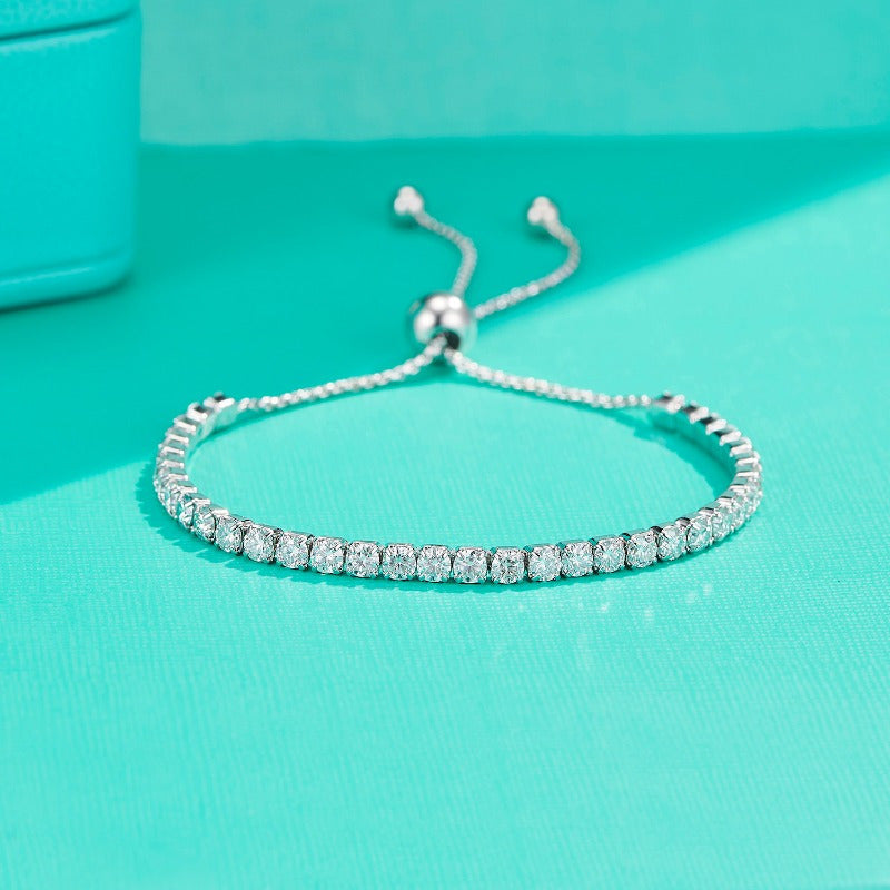 Moissanite Tennis Bracelet 1/3.1ct Adjustable Sterling Silver Gift for Her