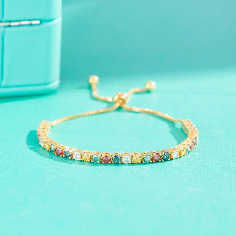 Moissanite Tennis Bracelet 1/3.1ct Adjustable Sterling Silver Gift for Her