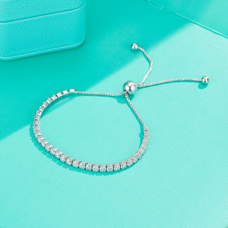 Moissanite Tennis Bracelet 1/3.1ct Adjustable Sterling Silver Gift for Her