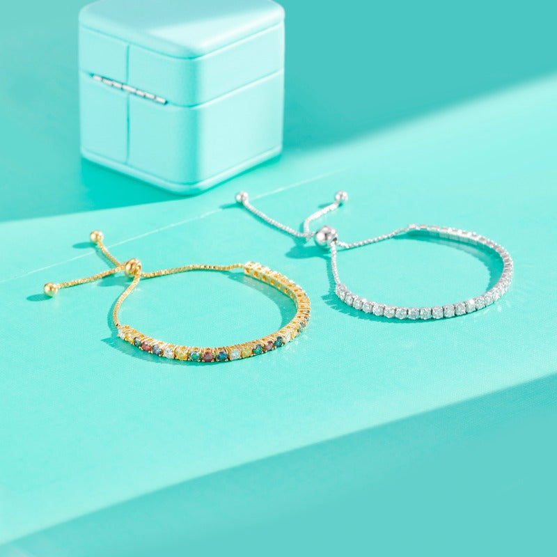 Moissanite Tennis Bracelet 1/3.1ct Adjustable Sterling Silver Gift for Her