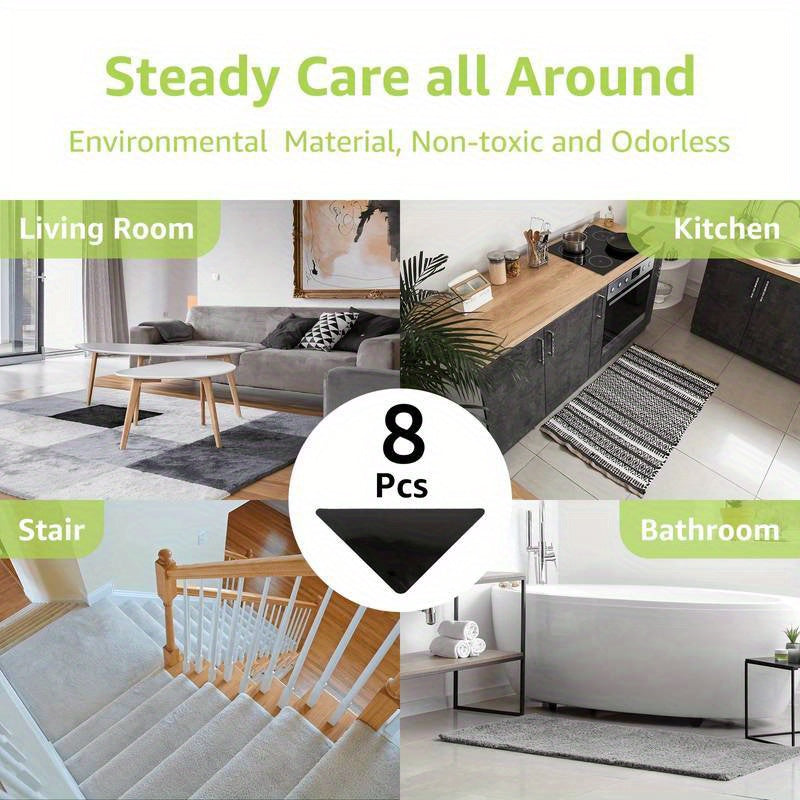 8-Piece Reusable Rug Grippers Non-Slip Washable Floor Safe