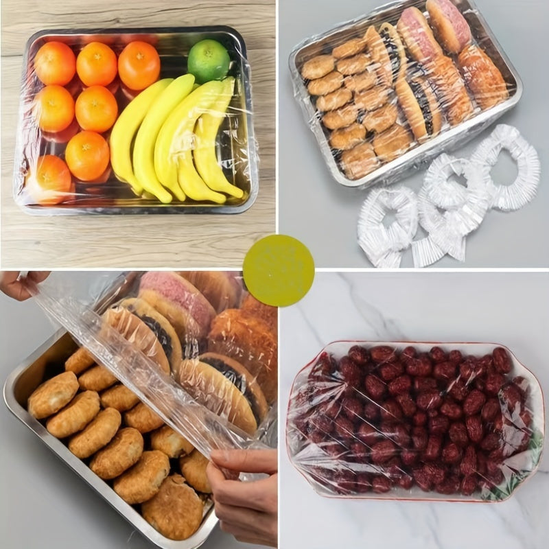 Cubiertas de comida reutilizables con elasticidad de 50 piezas, tapas transparentes elásticas para pan, frutas y verduras