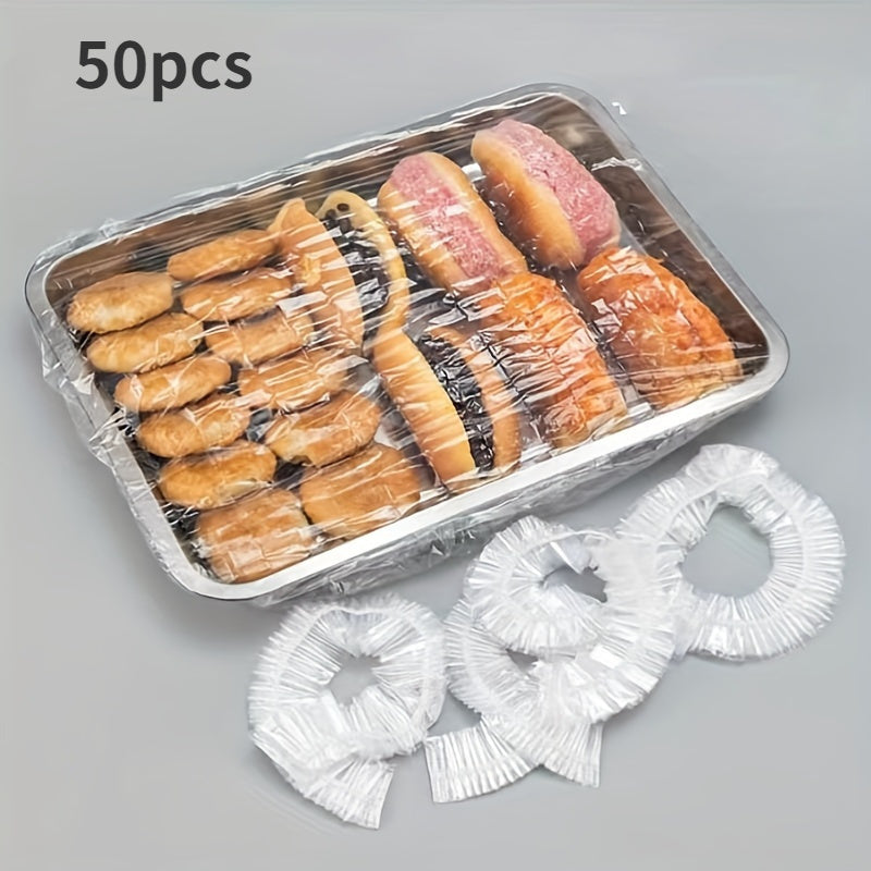 Set of 50 Reusable Clear Elastic Food Covers for Bread Fruits Veggies and Sweets