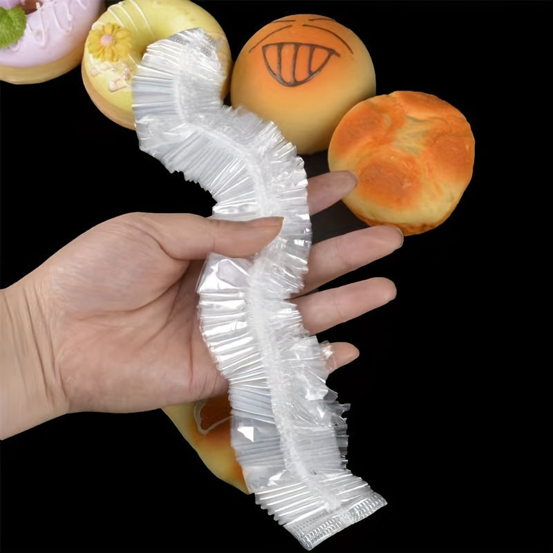 Set of 50 Reusable Elastic Food Covers Clear Stretchy Lids for Bread Fruits Vegetables Sweets
