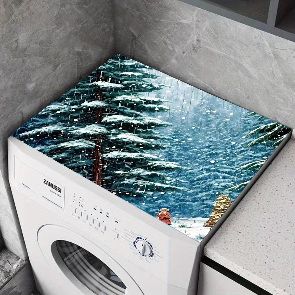 Polyester Non-Slip Washing Machine Top Cover Mat Dustproof Protector for Laundry Kitchen