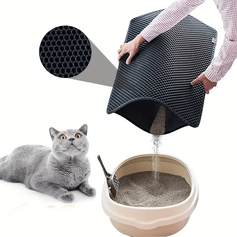 Large Double-Layer Cat Litter Mat Splash-Proof EVA Honeycomb Non-Slip Washable