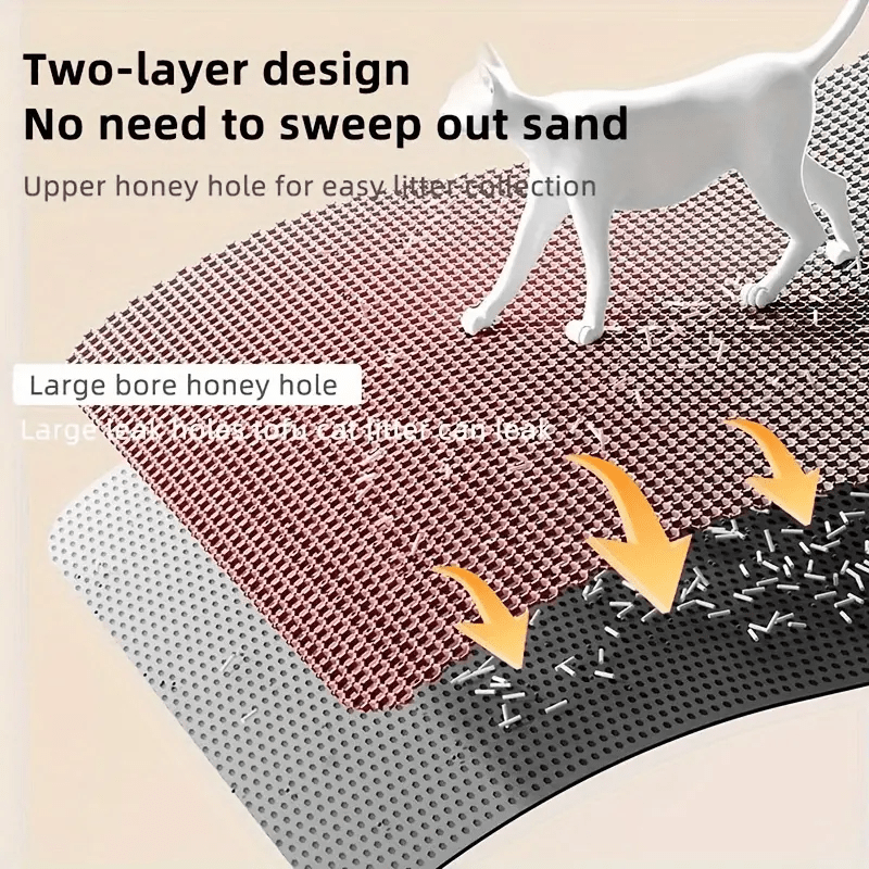 Large Double-Layer Cat Litter Mat Splash-Proof EVA Honeycomb Non-Slip Washable