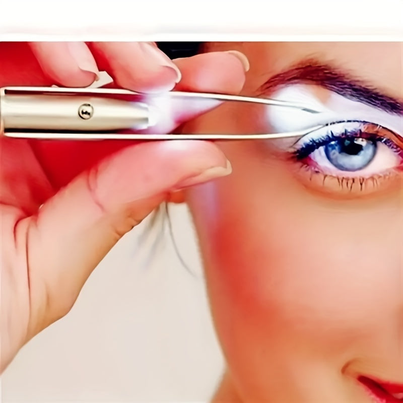 LED Light Stainless Steel Eyebrow Tweezer for Precision Grooming
