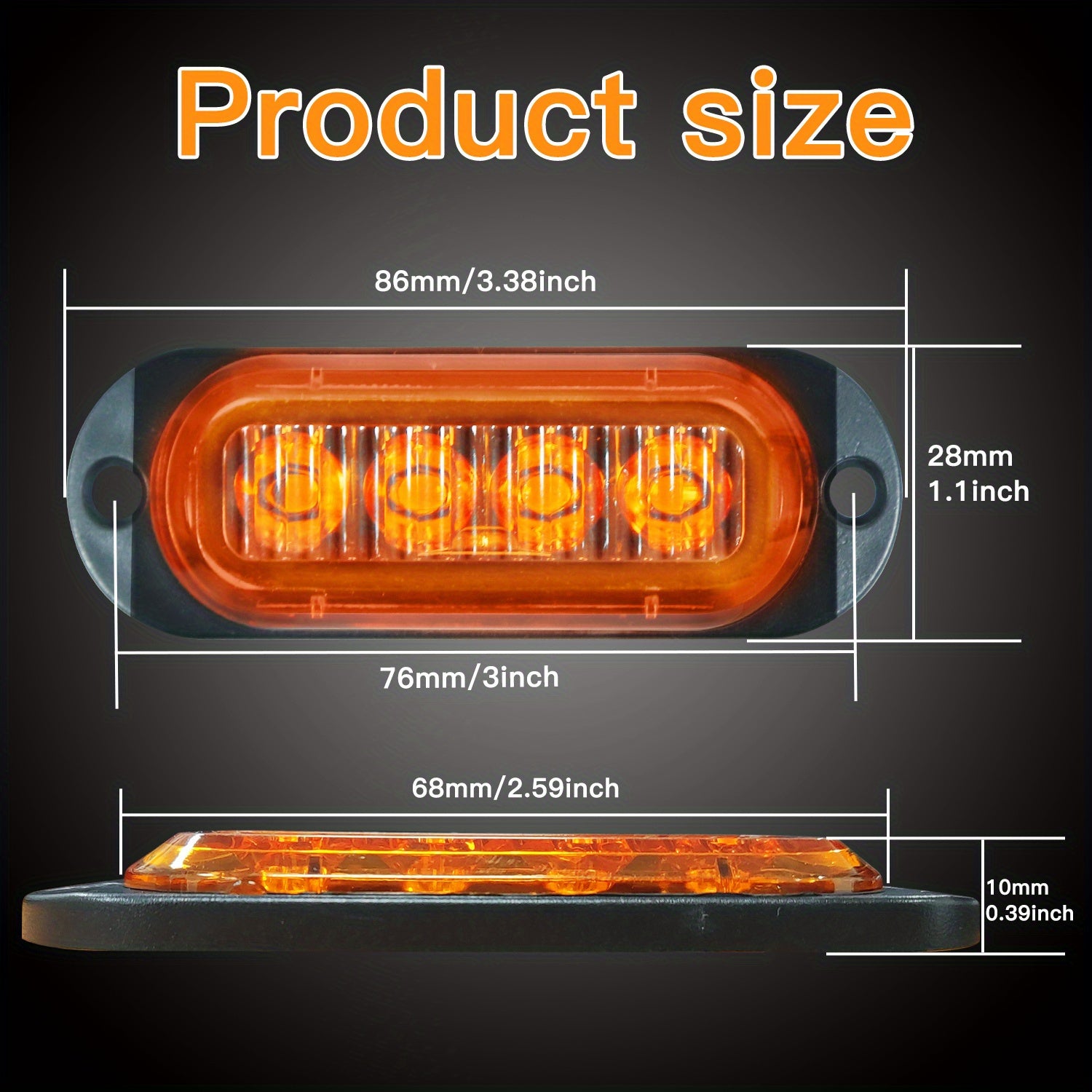 4-Piece LED Light Bar Kit for Trucks and Boats Amber White Red Exterior Vehicle Lights