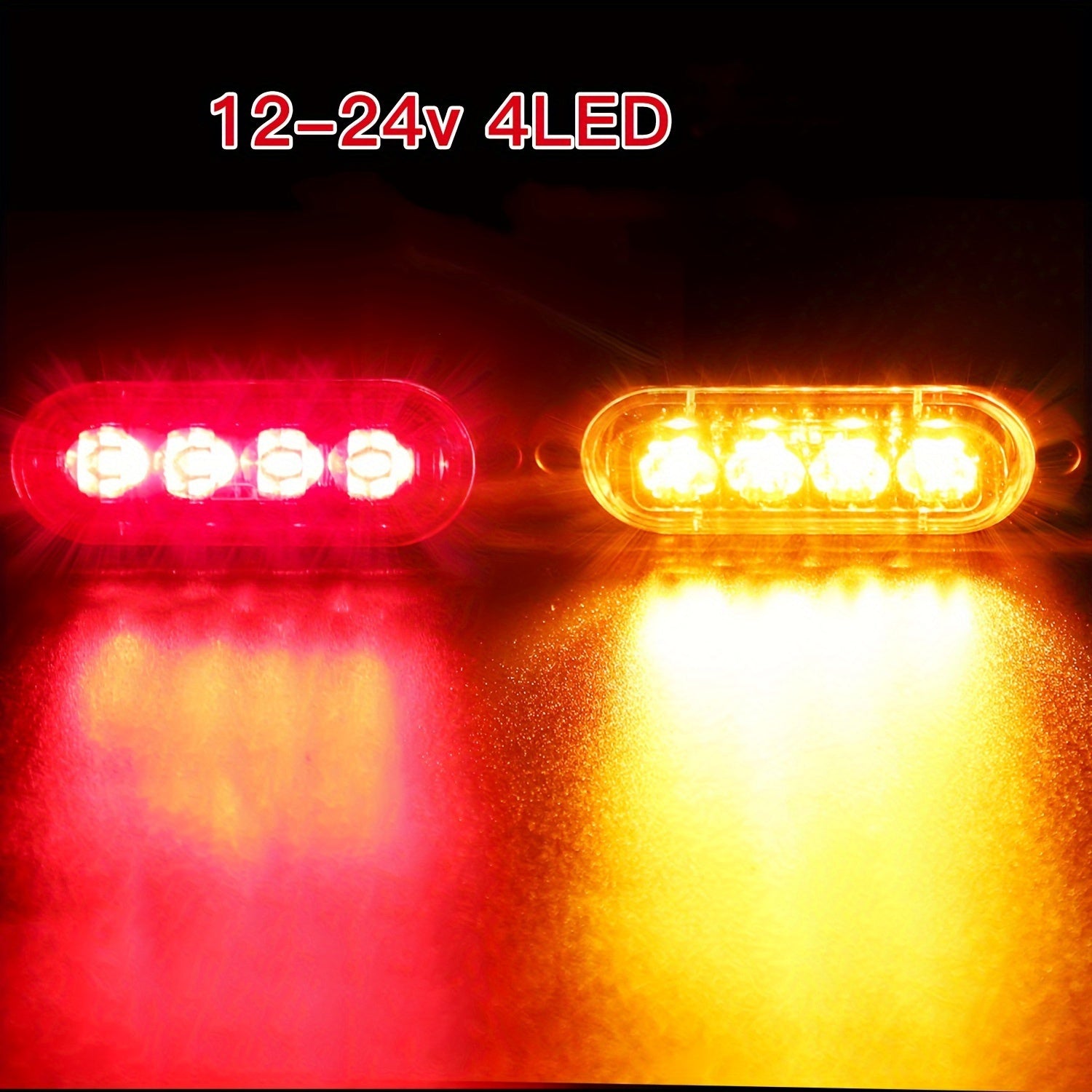 4-Piece LED Light Bar Kit for Trucks and Boats Amber White Red Exterior Vehicle Lights