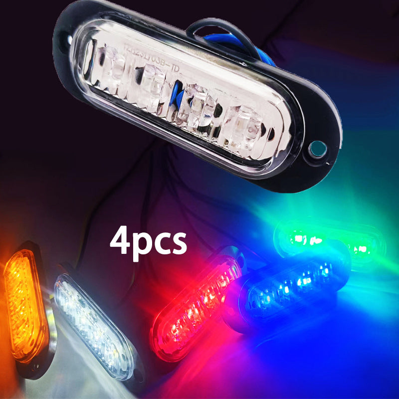 4-Piece LED Light Bar Kit for Trucks and Boats Amber White Red Exterior Vehicle Lights